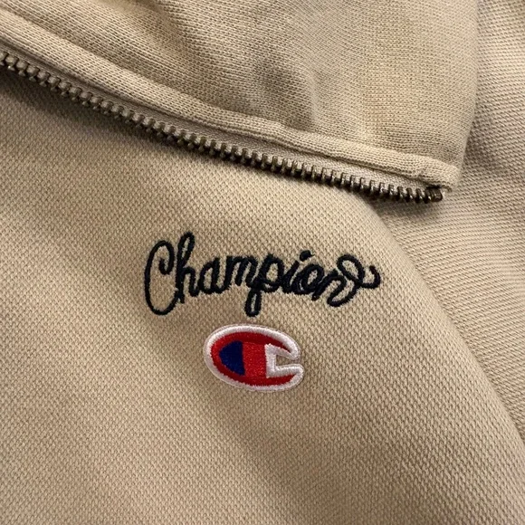 Champion Beige Bomber Jacket with Black & White Stripes - Picture 2 of 7